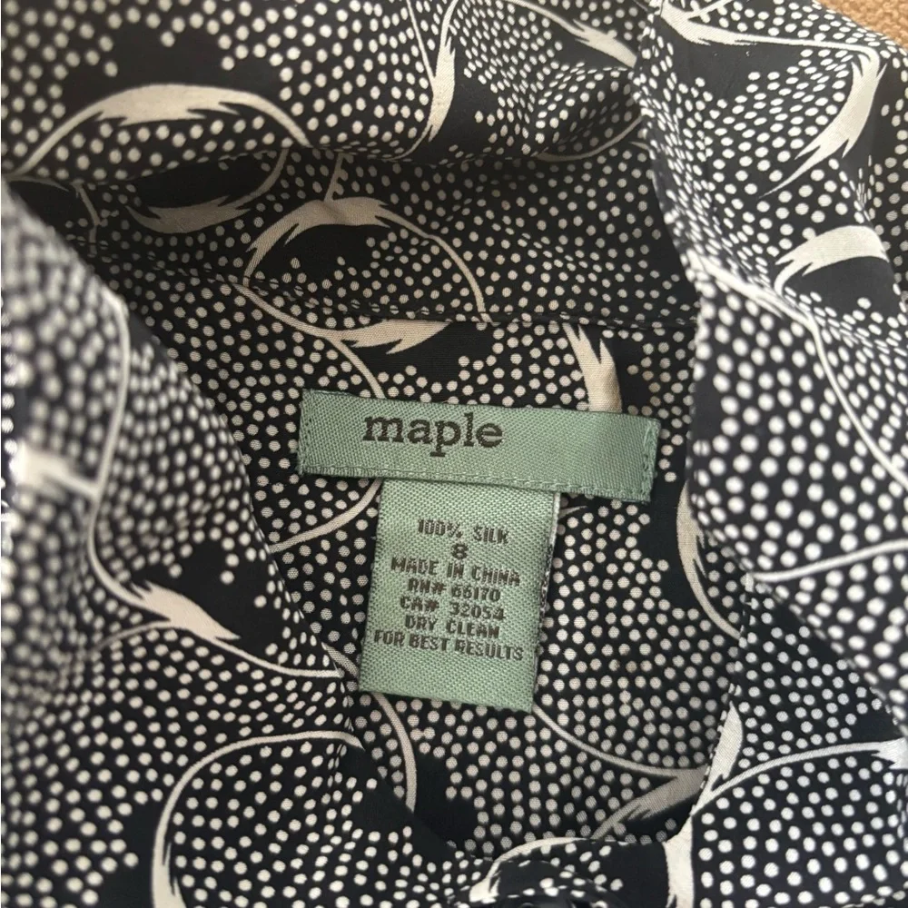 Anthropologie Maple Gray and White Silk Patterned Blouse Sz 8